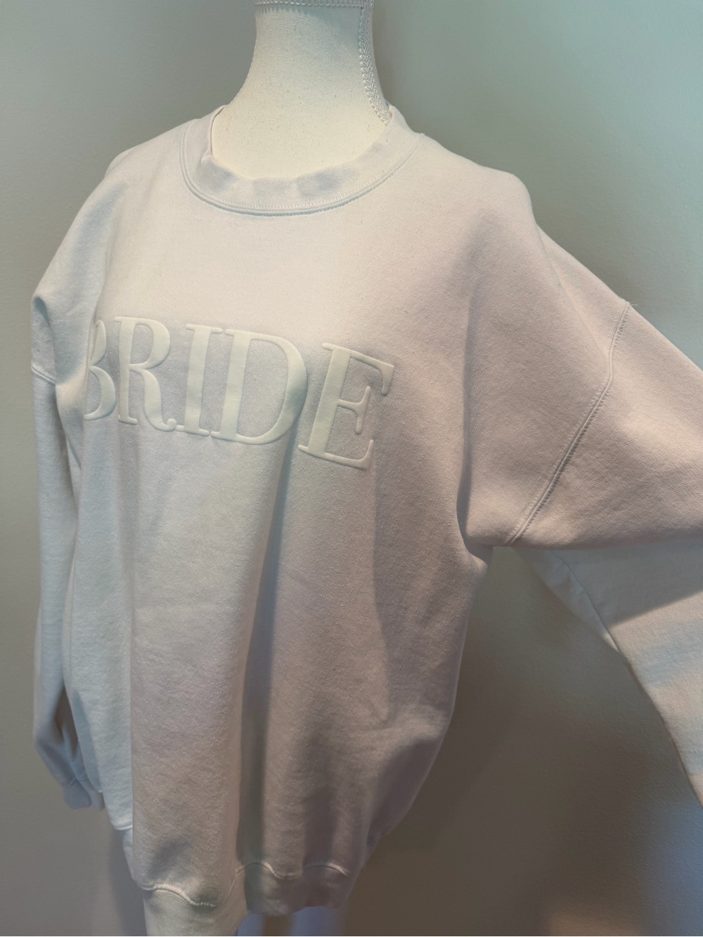 Gildan White "BRIDE" Embroidered Crewneck Sweatshirt